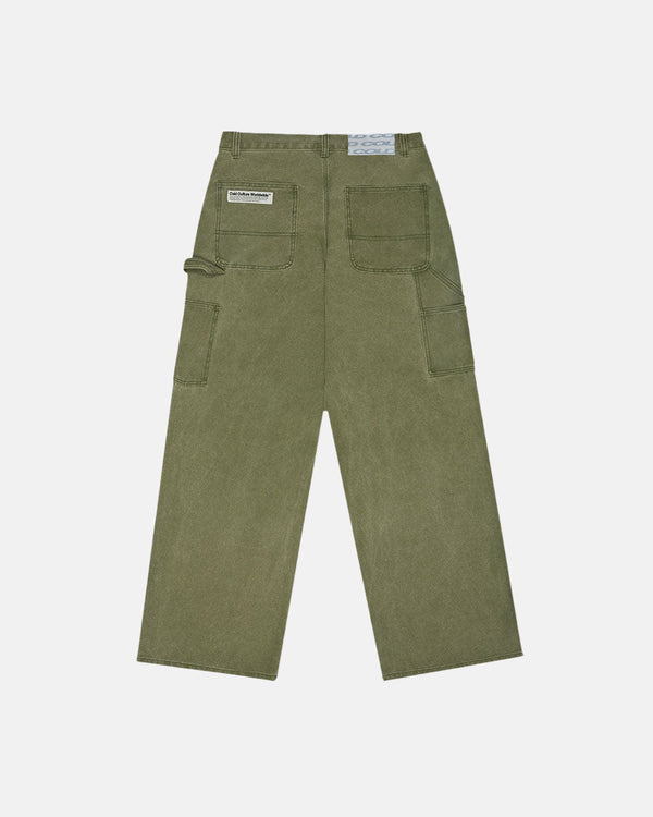 V1 DOUBLE KNEE PANTS STONE-WASHED GREEN