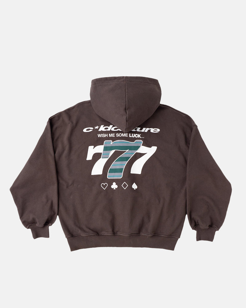 WISH ME LUCK ZIP HOODIE CHOCOLATE